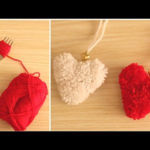Easy Pom Pom Heart Making | DIY | Woolen Craft | Pom Pom Craft